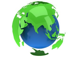 Earth planet globe. 3D render. India view.
