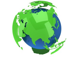 Earth planet globe. 3D render. Russia view.