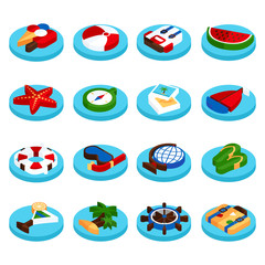 Holiday vacation isometric set