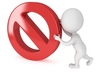 3D man rolls forbidden sign