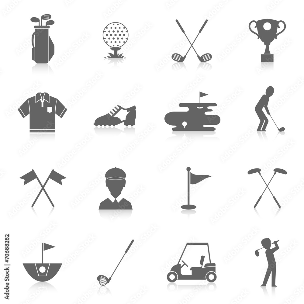 Wall mural golf icons set