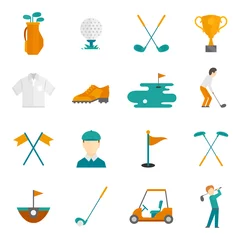 Poster Golf icons set © Macrovector