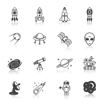 Space line icons set