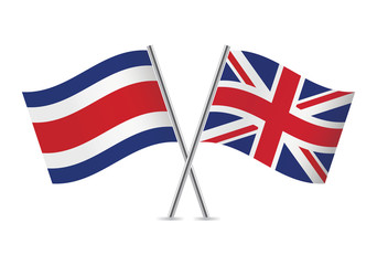 Fototapeta na wymiar British and Costa Rican flags. Vector illustration.