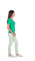 Fototapeta premium Attractive casual girl in green