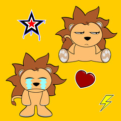 young cute lion cartoon sticker set7