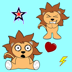 young cute lion cartoon sticker set6