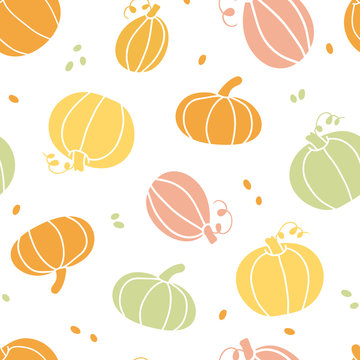 Vector thanksgiving colorful pumpkins silhouettes seamless