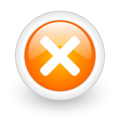 cancel orange glossy web icon on white background.