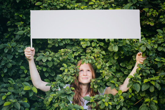 Woman With Message About Ecology Or Nature