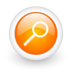 search orange glossy web icon on white background.