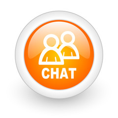 chat orange glossy web icon on white background.