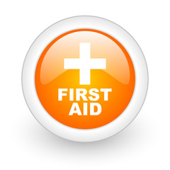 Obraz premium first aid orange glossy web icon on white background.