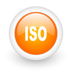 iso orange glossy web icon on white background.