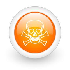 skull orange glossy web icon on white background.