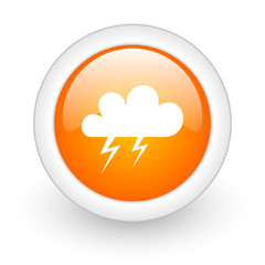 storm orange glossy web icon on white background.