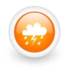 storm orange glossy web icon on white background.