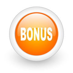 bonus orange glossy web icon on white background.