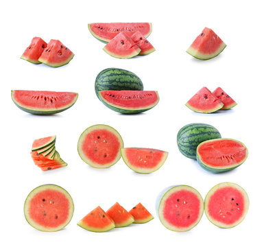 watermelon with clipping path over white background