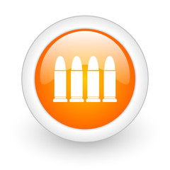 ammunition orange glossy web icon on white background.