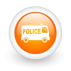 police orange glossy web icon on white background.