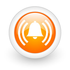 alarm orange glossy web icon on white background.