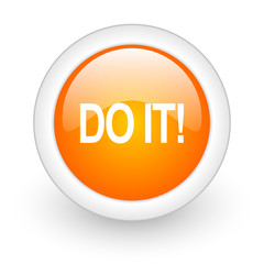 do it orange glossy web icon on white background.