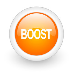 boost orange glossy web icon on white background