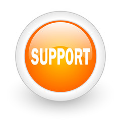 support orange glossy web icon on white background.