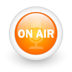 on air orange glossy web icon on white background.