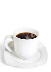 Cup of Coffee with Steam on White