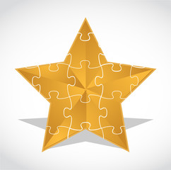 gold star puzzle illustration design over