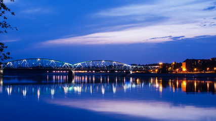 Marshall Jozef Pilsudski Bridge over the Vistula (Torun, Poland) - obrazy, fototapety, plakaty
