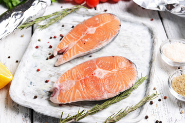 Tasty fish on table close-up