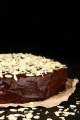 Tasty chocolate cake with almond,