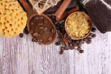 Organic soap with coffee beans, sea salt and milled coffee in
