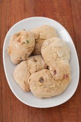 cookies with dry fruits on dish