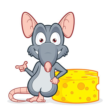Rat leaning on a cheese