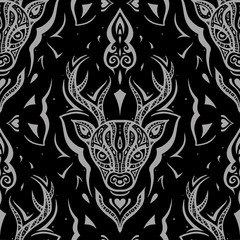 Deer head. Seamless pattern.