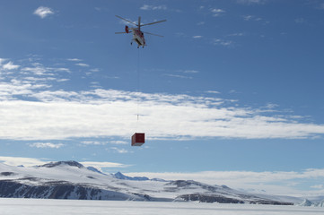Fototapeta na wymiar helicopter in the sea of antarctic