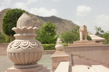statue of pot and elephant in jain temple