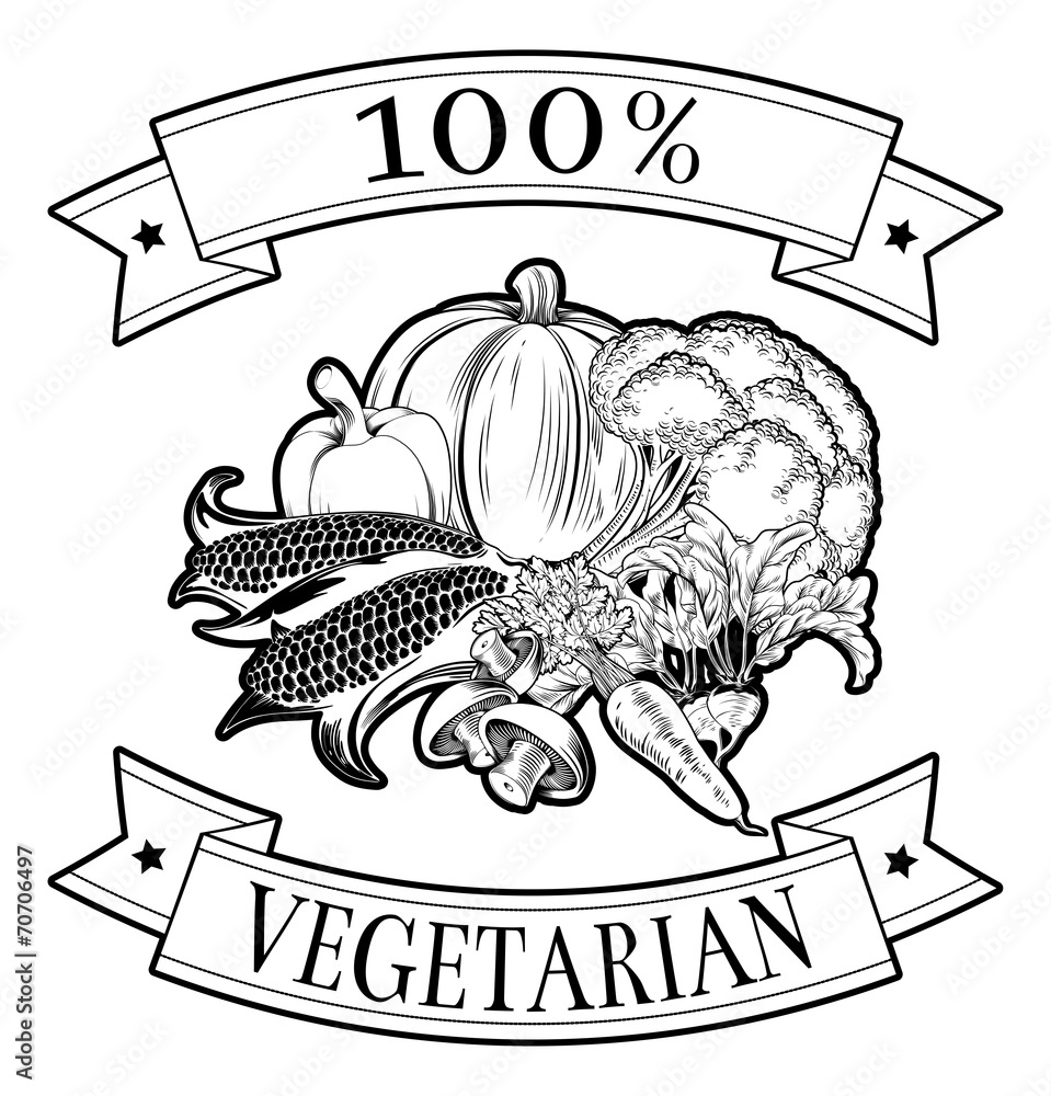 Poster 100 percent vegetarian label