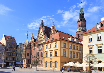 Obraz premium Town Hall, Old Town Market in Wroclaw, Poland