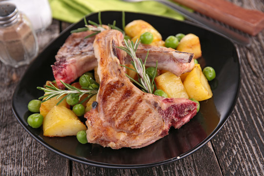 lamb chop and vegetables