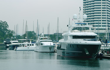 Fototapeta premium berth with modern large yachts