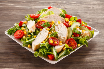Roast chicken fillet and vegetables