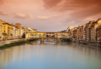 Fototapeta na wymiar Ponte Vecchio at sunset, Florence, Italy