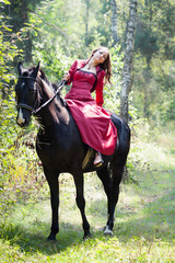 brunette girl on horse