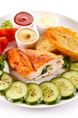 Roast chicken fillet and vegetables