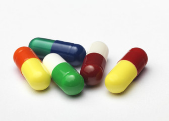 Gel Capsule on white background.